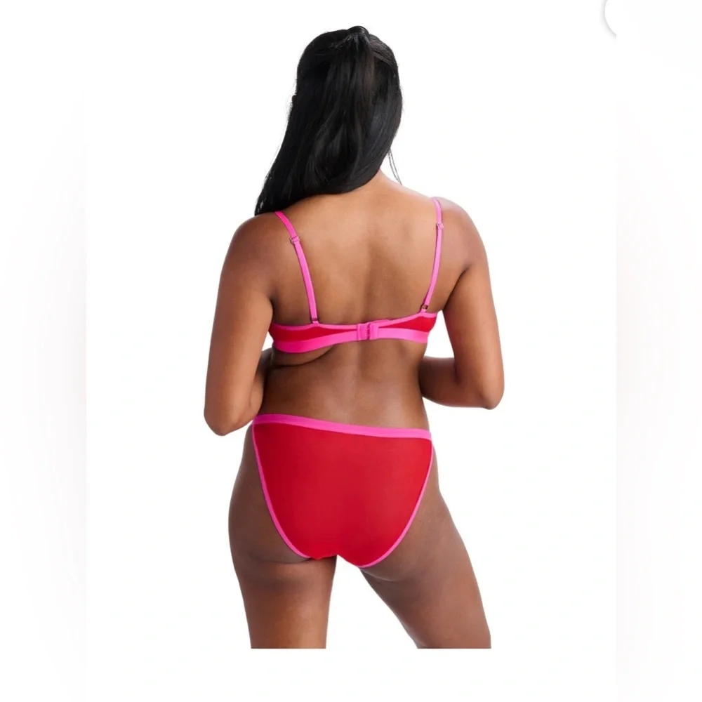 Parade Red Pink Mesh Underwire Bra & Panty Set NWT Size S+ PR132W - Picture 2 of 8